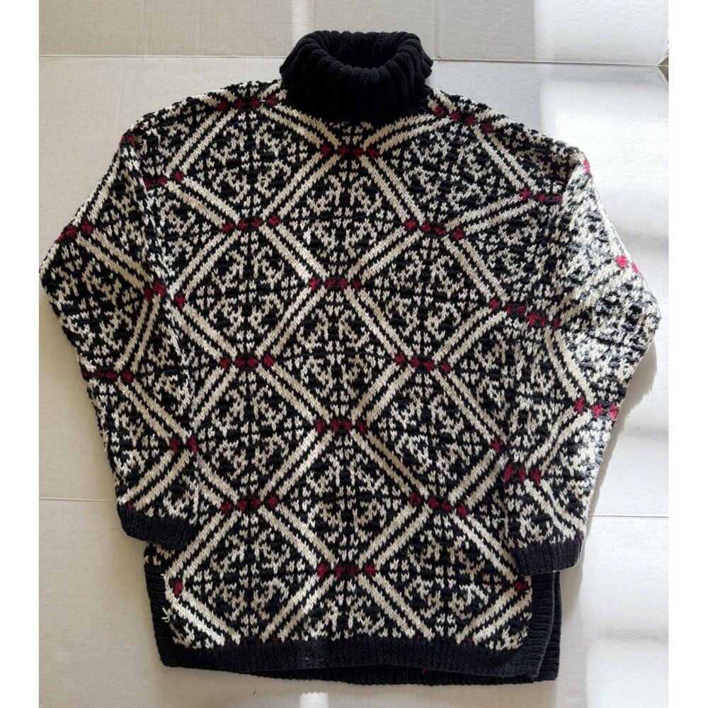 Jones New York Sport Women’s S Vintage Turtleneck Sweater Nordic Ski Holiday